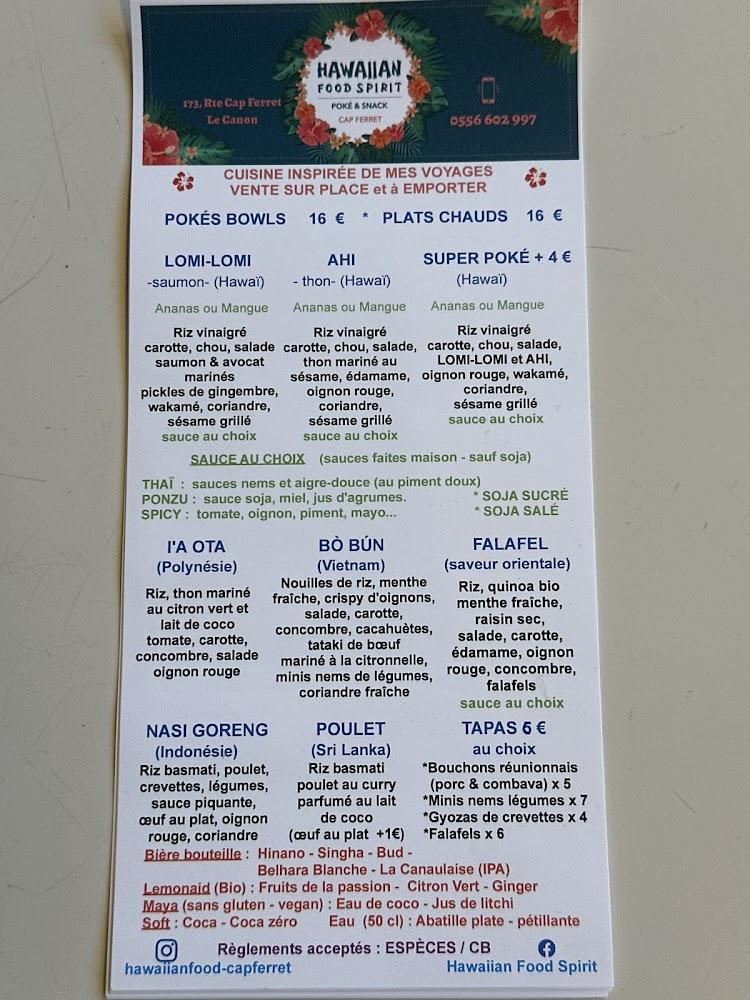 HAWAIIAN FOOD SPIRIT - Menu Image 1